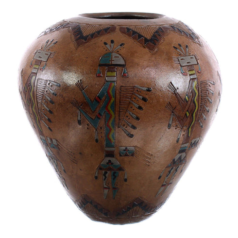 Navajo Kachina Figure Hand Crafted Pot By Artist Nancy Chilly JX122888